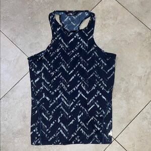 The North Face Women Size M High Neck Razor Back Sleeveless Tank Top Navy &White